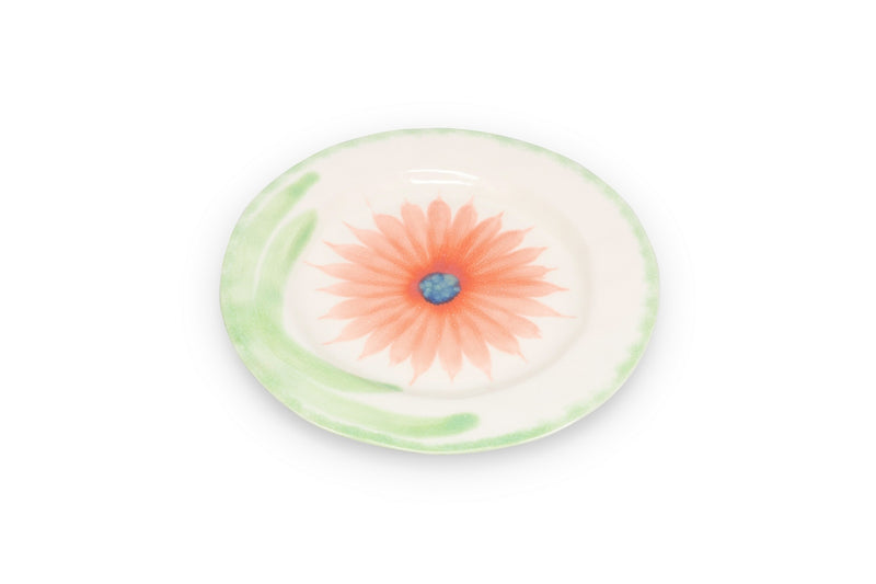 Fleur - Set De 4 Assiettes Plates - Grès - Blanc/Vert