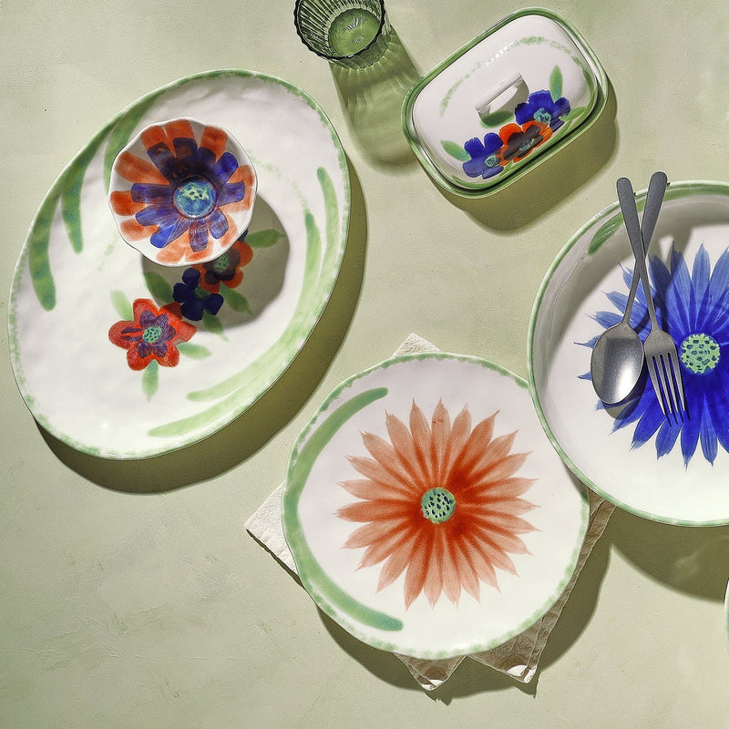 Fleur - Set De 4 Bols - Grès - Blanc/Vert