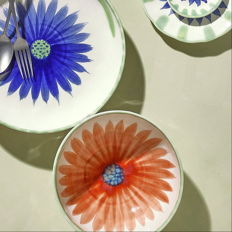 Fleur - Bol - Grès - Blanc/Vert