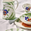 Fleur - Set De 4 Tasses - Grès - Blanc/Vert