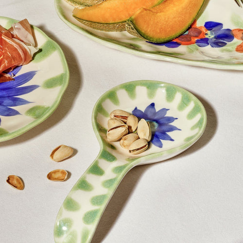 Fleur - Porte-Cuillère - Grès - Blanc/Crème