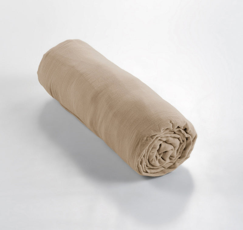 Drap Housse - Double Gaze De Coton Unie - Gaïa - Ficelle