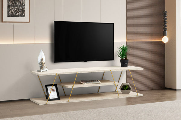 Meubles Tv Canaz - Travertin / Doré