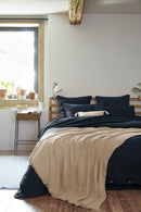 Fringed Throw Blanket - Double Plain Cotton Gauze - Gaia - String