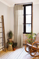 Rideau Ajustable + Anneaux Pince - Double Gaze De Coton Unie - Gaïa - Ficelle