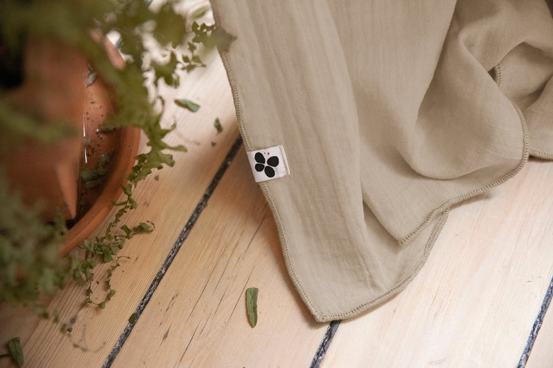 Rideau Ajustable + Anneaux Pince - Double Gaze De Coton Unie - Gaïa - Ficelle