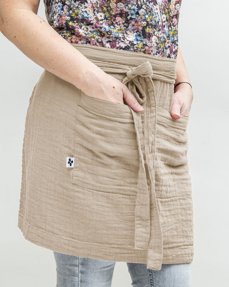 Tablier Serveur - Double Gaze De Coton Unie - Gaïa - Ficelle