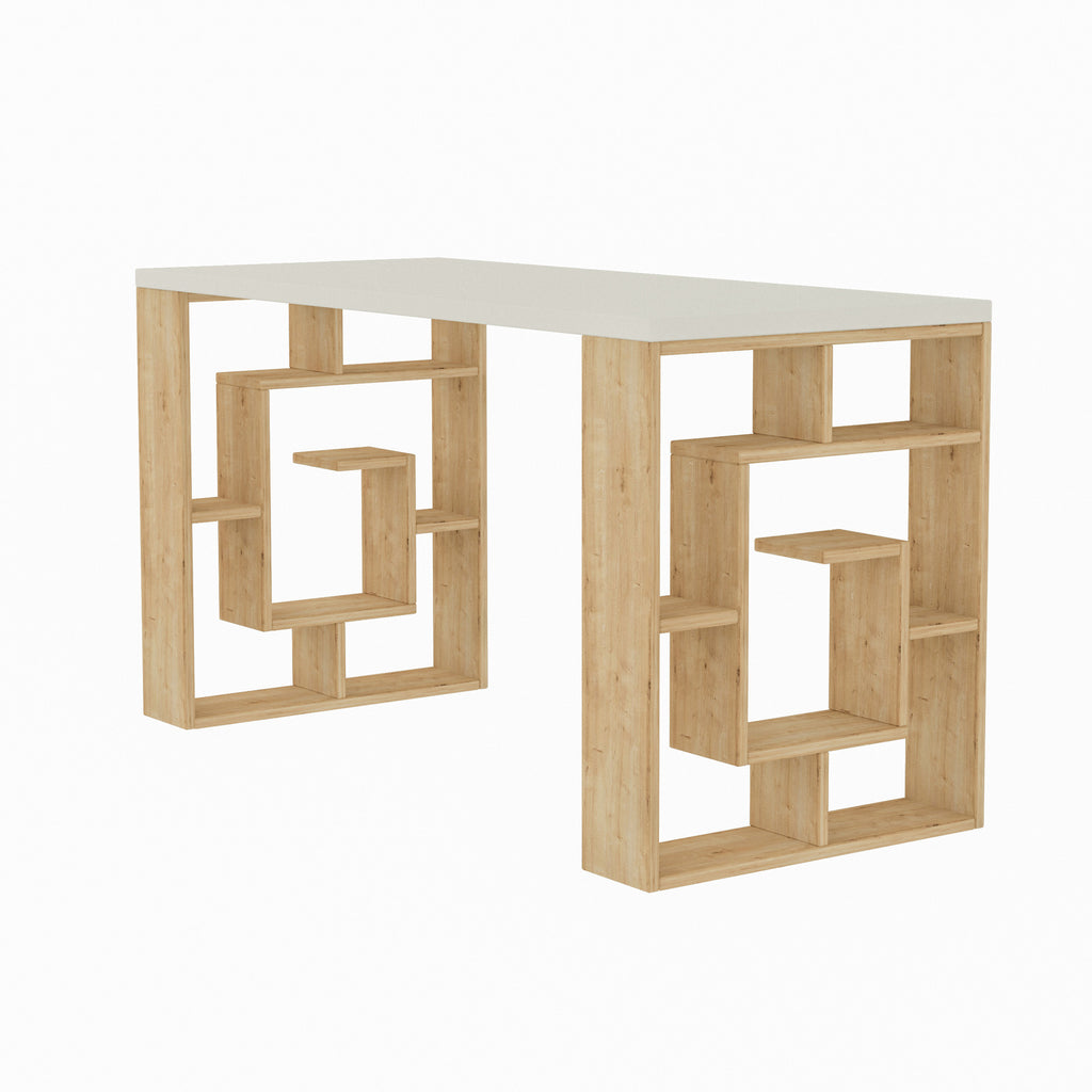 Maze - Escritorio - Blanco/Roble