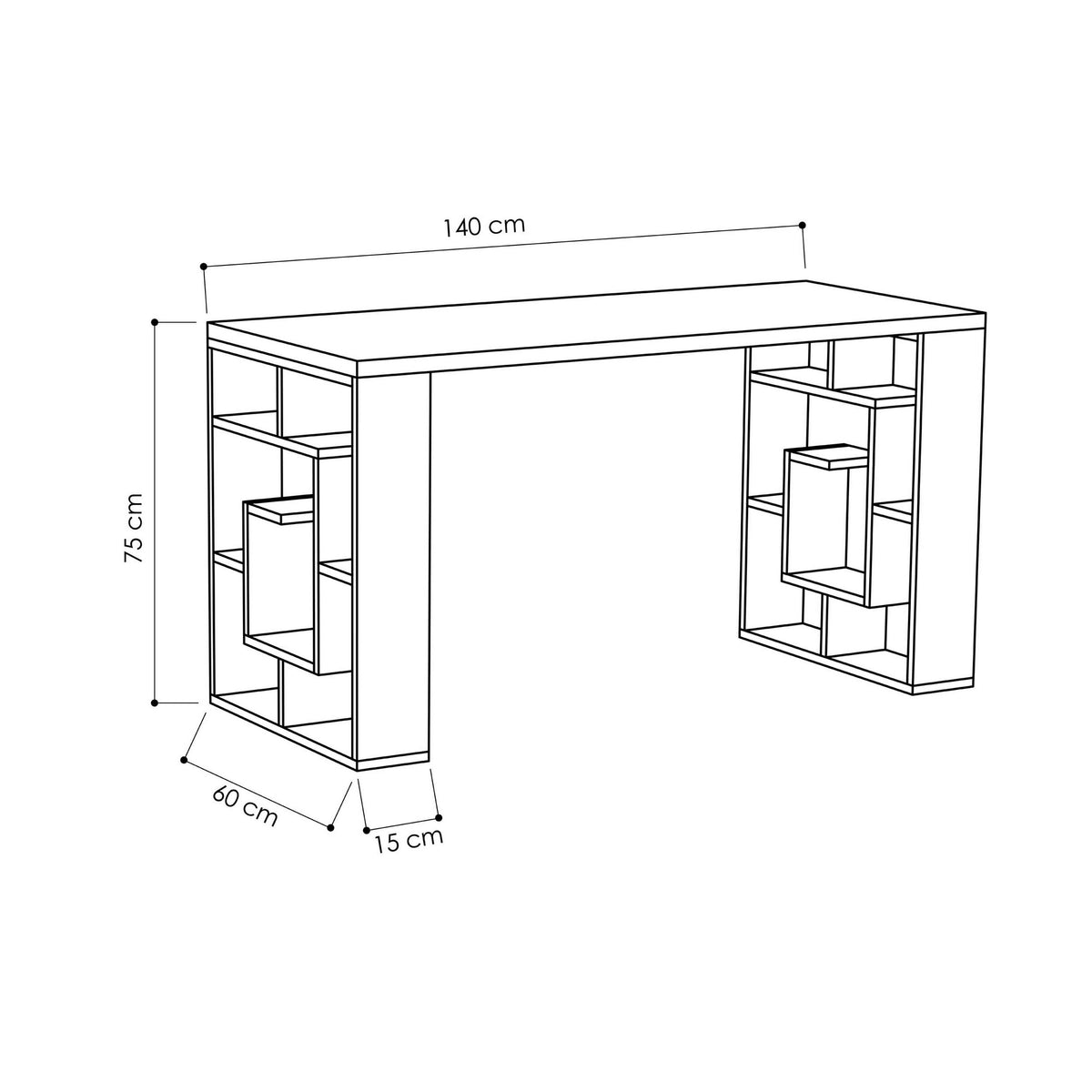 Maze - Escritorio - Blanco/Roble