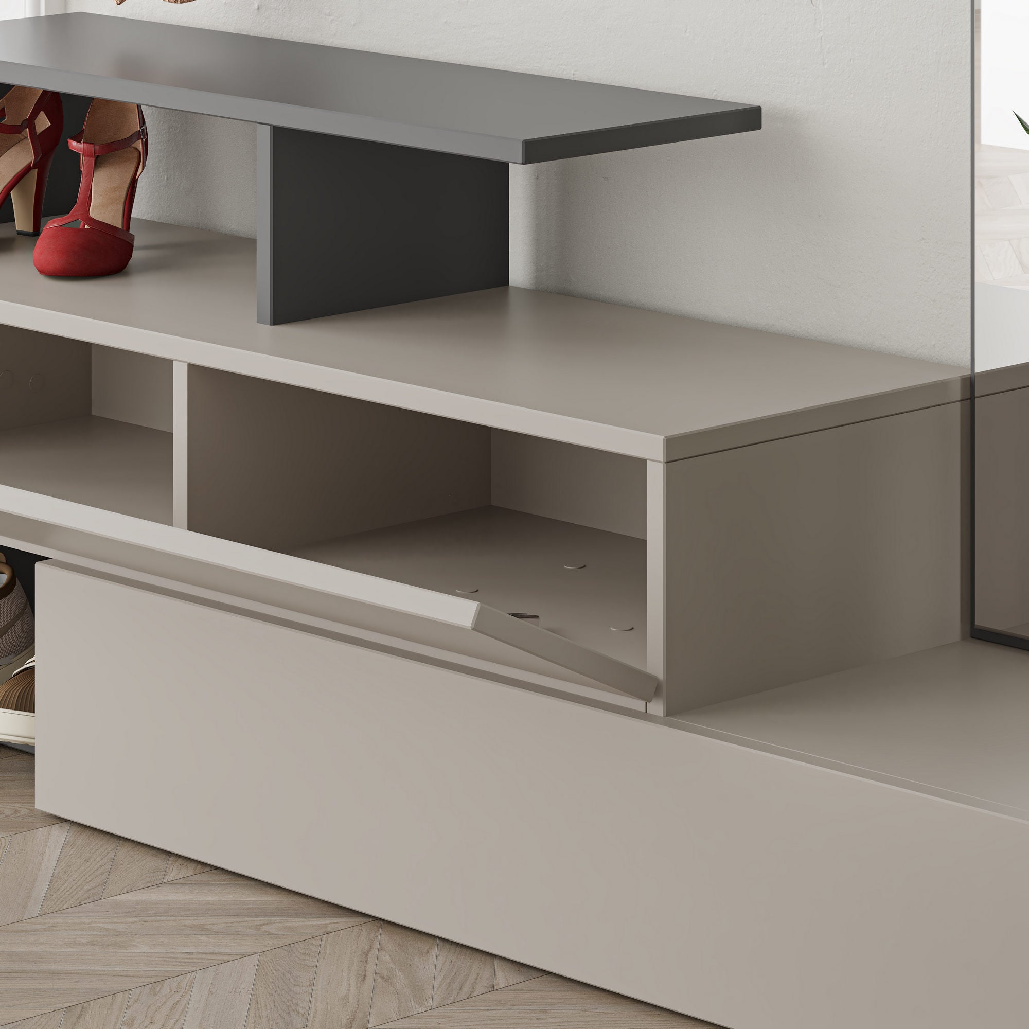 Meubles D'Entrée Ramda - Moka Clair / Anthracite