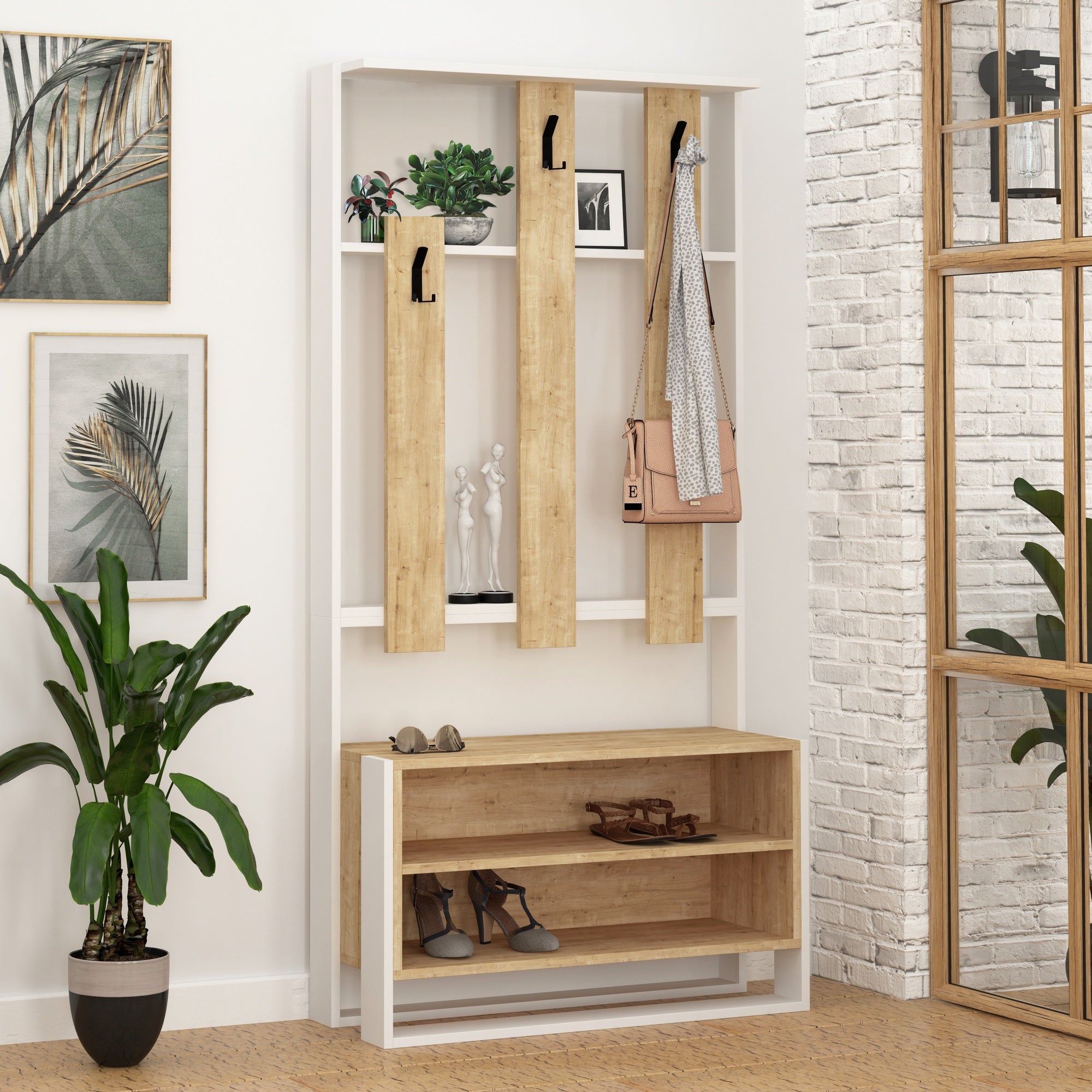 Chester - Portemanteau - Blanc/Oak