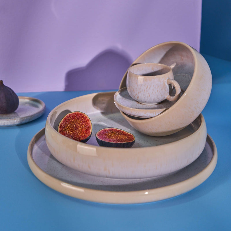 Curvy - Set De 4 Assiettes Plates - Grès - Perle