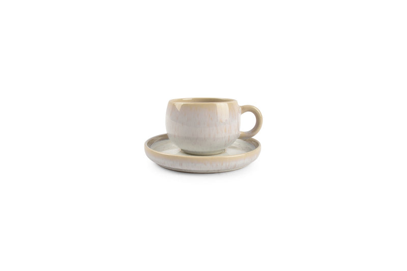 Curvy - Set De 4 Soucoupes À Moka - Grès - Perle