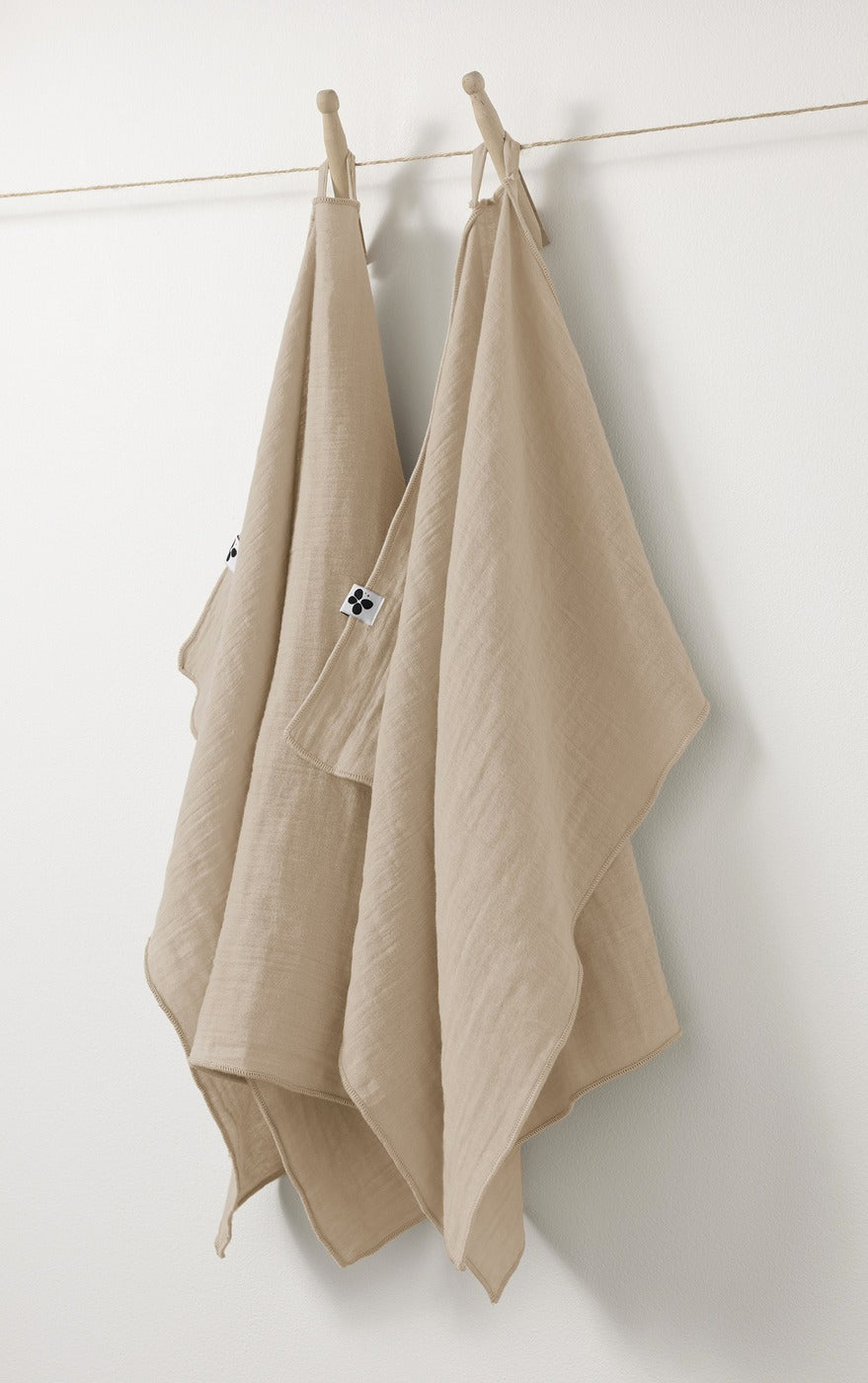 Gaïa - Lot De Essuie-Mains - Double Gaze De Coton Unie - Ficelle
