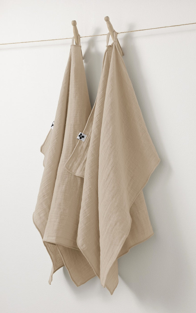 Lot De Essuie-Mains - Double Gaze De Coton Unie - Gaïa - Ficelle