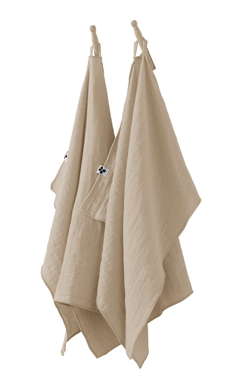 Lot De Essuie-Mains - Double Gaze De Coton Unie - Gaïa - Ficelle