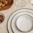 Fina - Set De 4 Assiettes Plates - Grès - Blanc/Gris