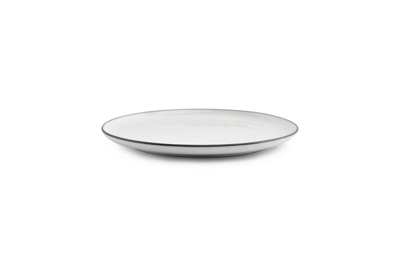 Fina - Set De 4 Assiettes Plates - Grès - Blanc/Gris