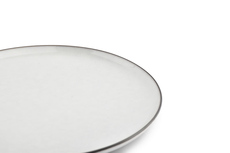 Fina - Set De 4 Assiettes Plates - Grès - Blanc/Gris