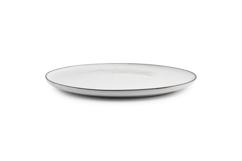Fina - Set De 4 Assiettes Plates - Grès - Blanc/Gris