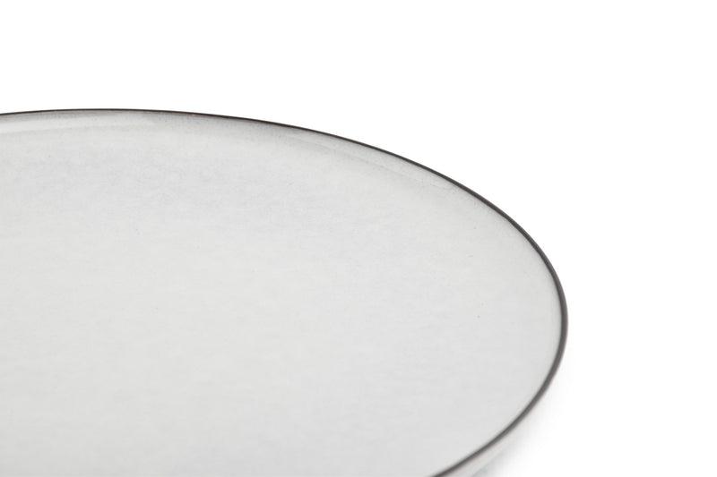 Fina - Set De 4 Assiettes Plates - Grès - Blanc/Gris