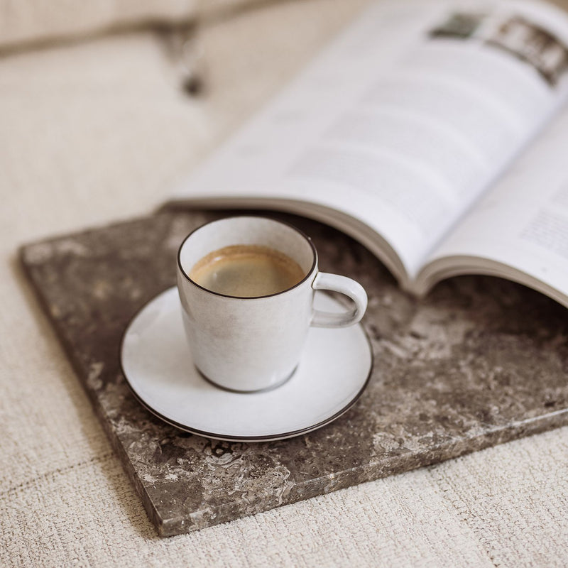 Fina - Set De 4 Tasses À Moka - Grès - Blanc/Gris