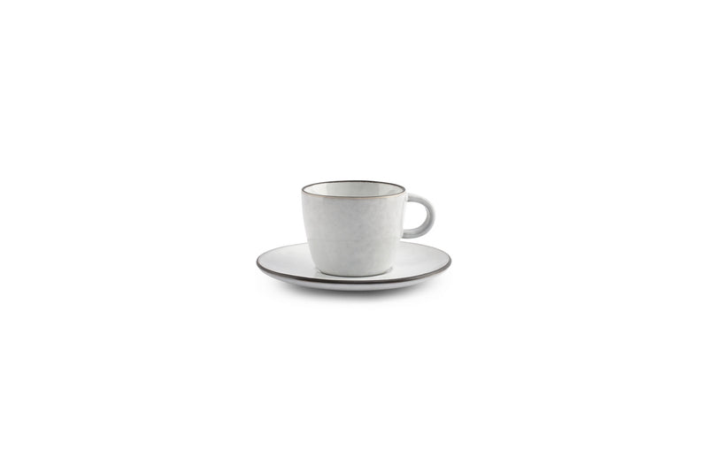 Fina - Set De 4 Soucoupes À Moka - Grès - Blanc/Gris