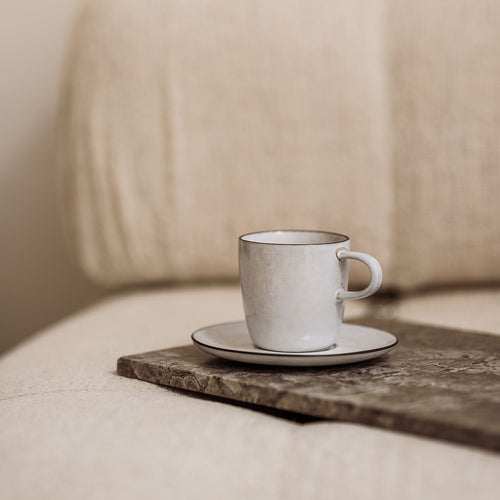 Fina - Set De 4 Tasses - Grès - Blanc/Gris