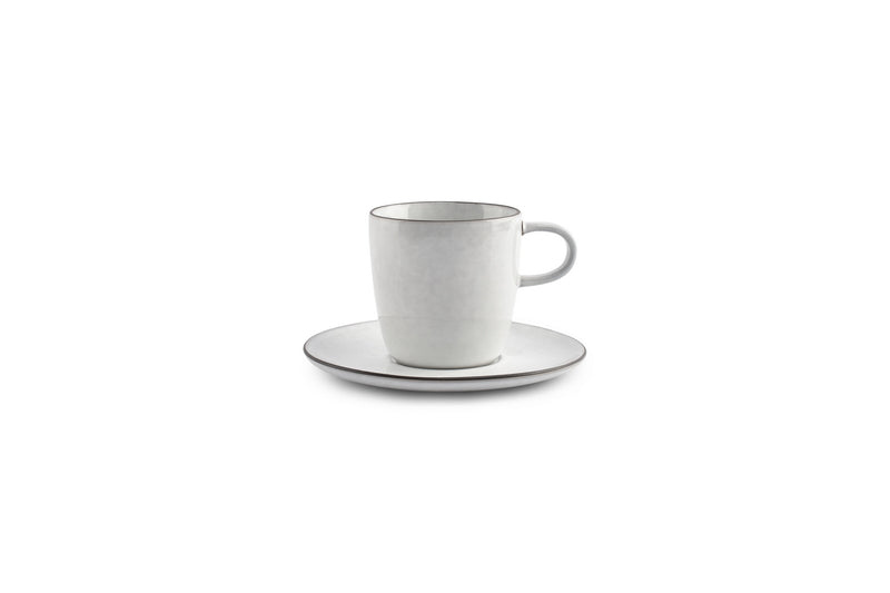Fina - Set De 4 Tasses - Grès - Blanc/Gris