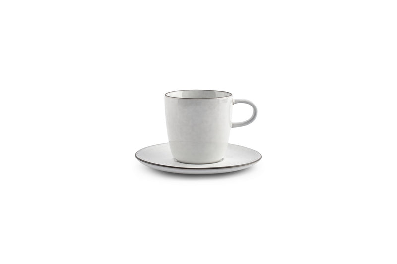 Fina - Set De 4 Soucoupes - Grès - Blanc/Gris