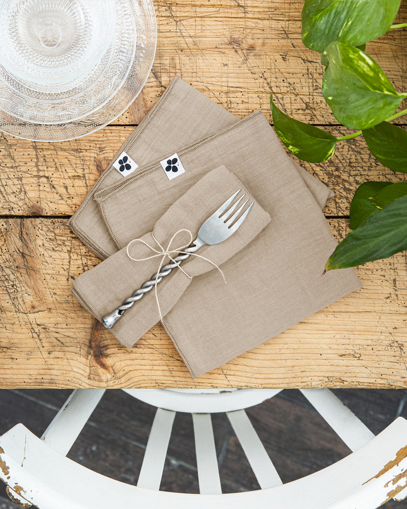 Lot De Serviettes - Double Gaze De Coton Unie - Gaïa - Ficelle