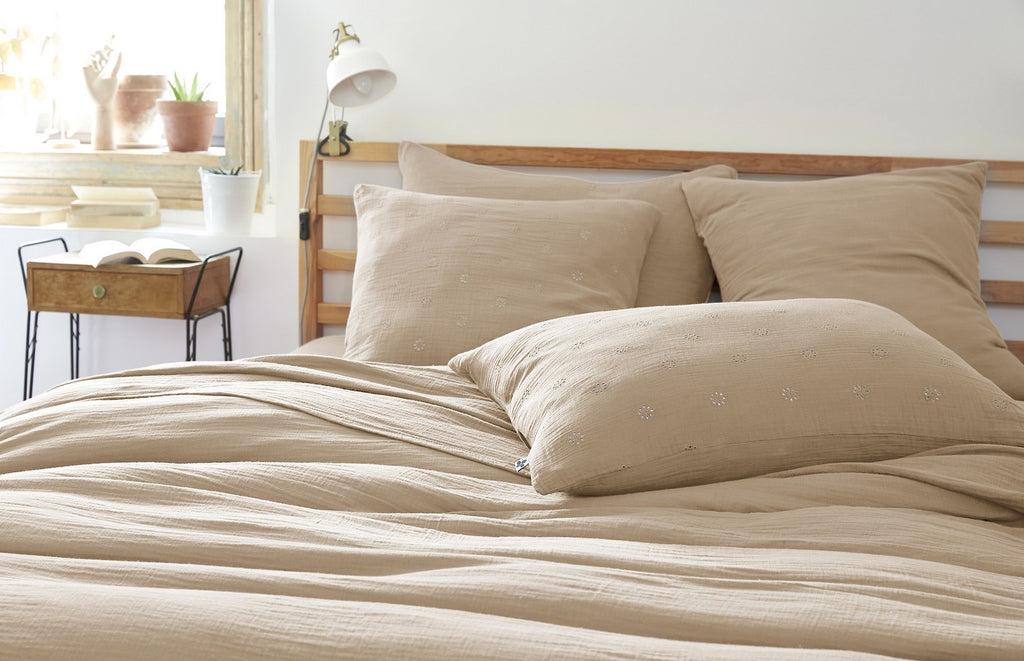 Gaïa Boho - Taie D'Oreiller - Double Gaze De Coton - Ficelle