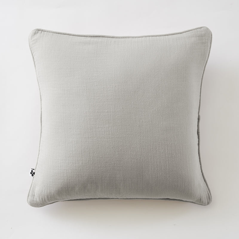 Coussin Déhoussable Avec Passepoil - Double Gaze De Coton Unie - Gaïa - Nuage