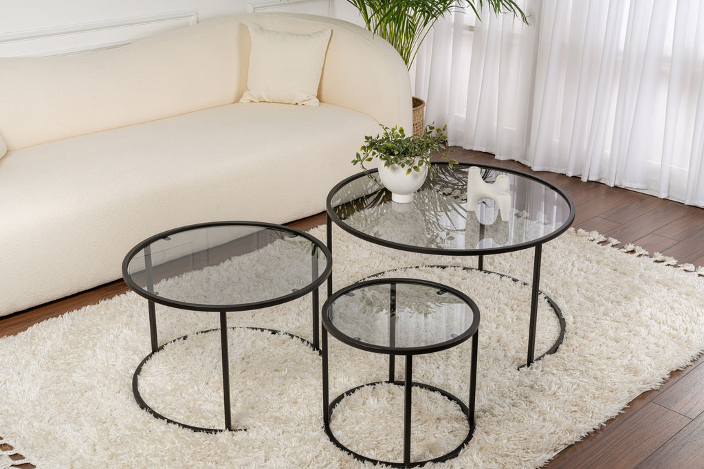 Aurum 80/60/42 - Set of Coffee Tables - Black/Grey
