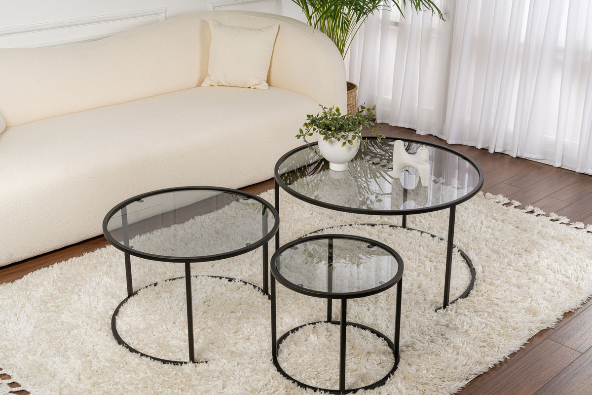 Aurum 80/60/42 - Set of Coffee Tables - Black/Grey