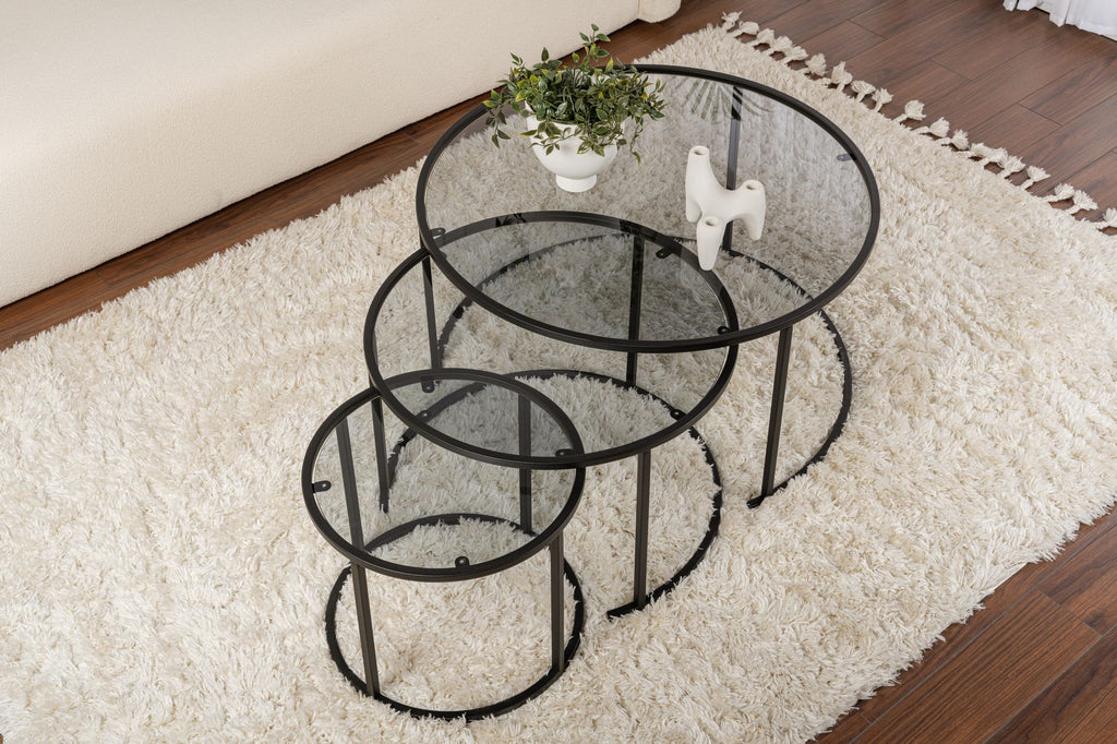 Aurum 80/60/42 - Set of Coffee Tables - Black/Grey