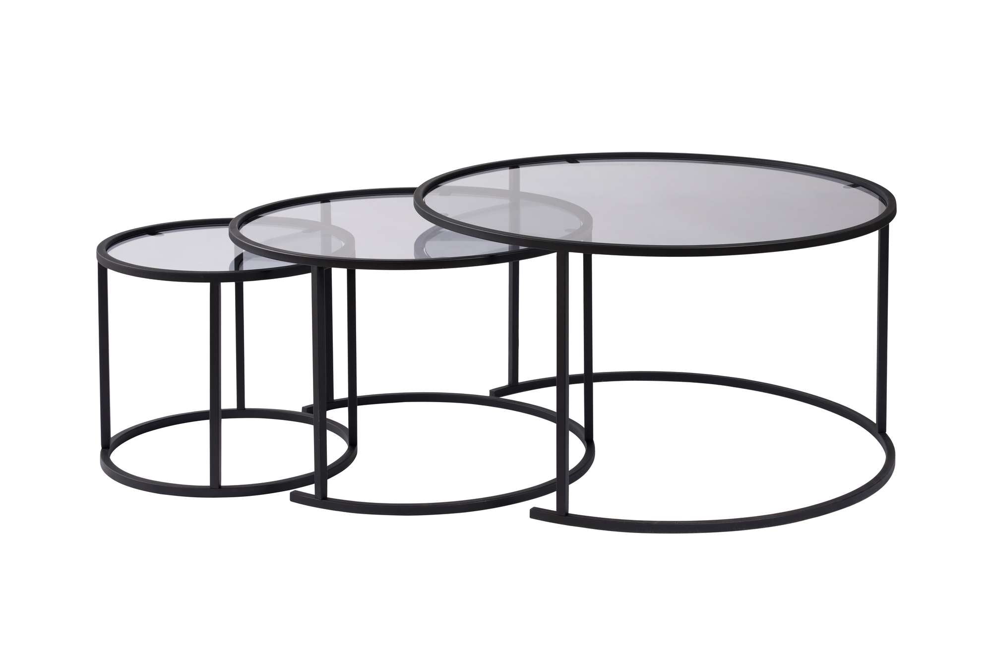 Aurum 80/60/42 - Set of Coffee Tables - Black/Grey