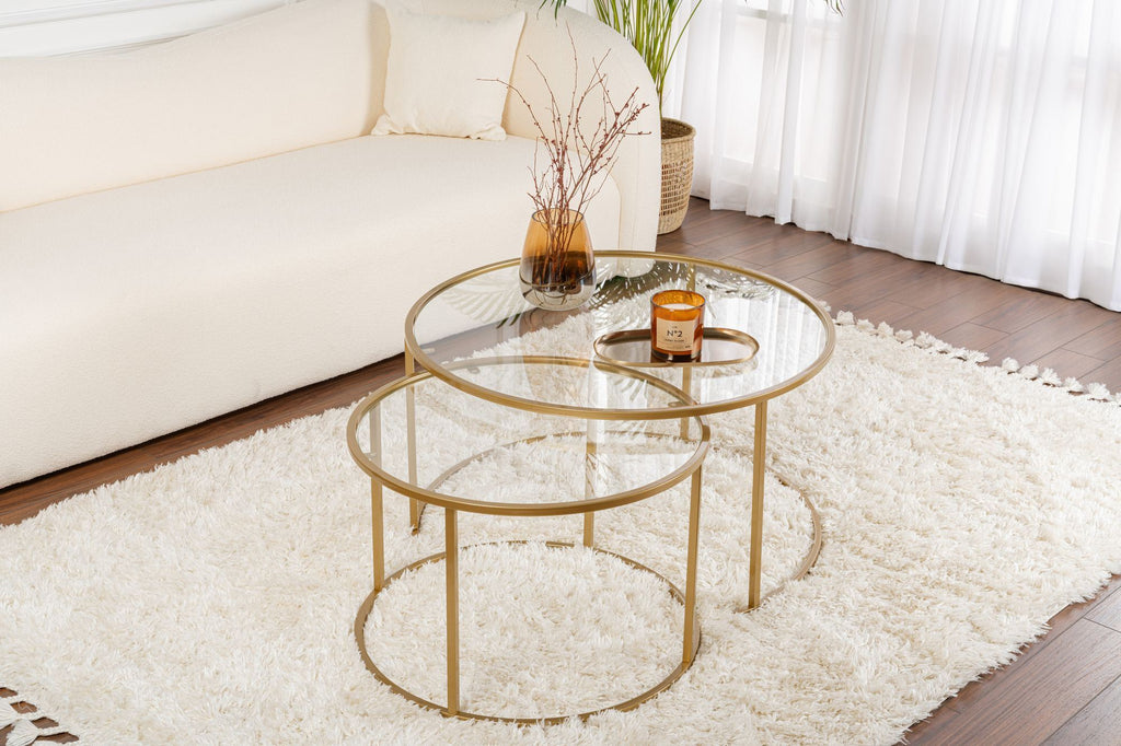 Aurum 80/60 - Set of Coffee Tables - Gold/Clear