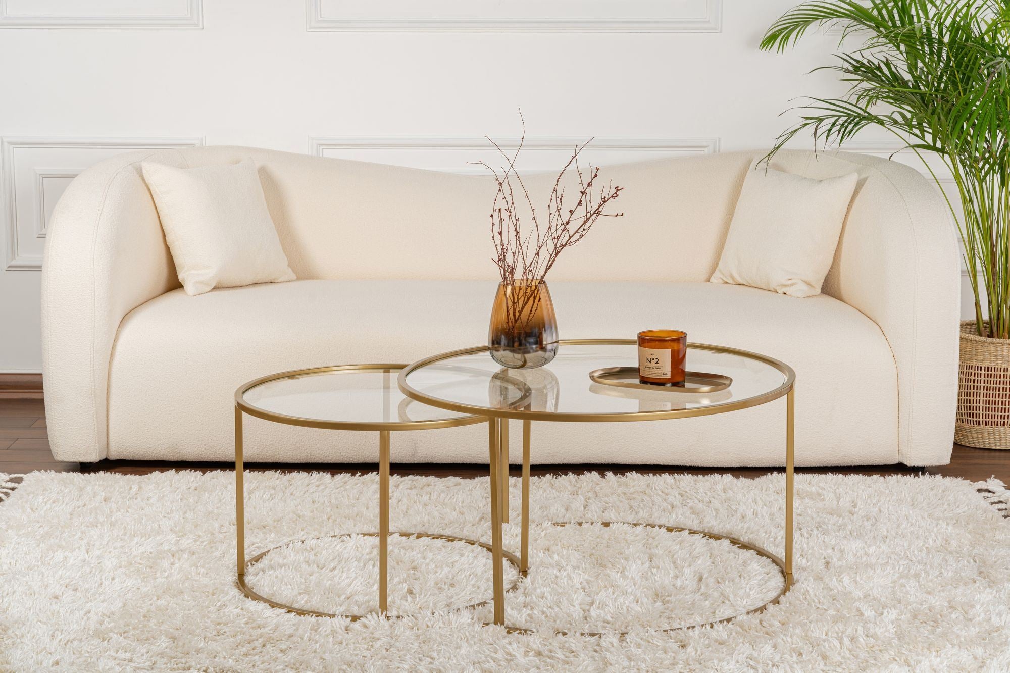 Aurum 80/60 - Set of Coffee Tables - Gold/Clear