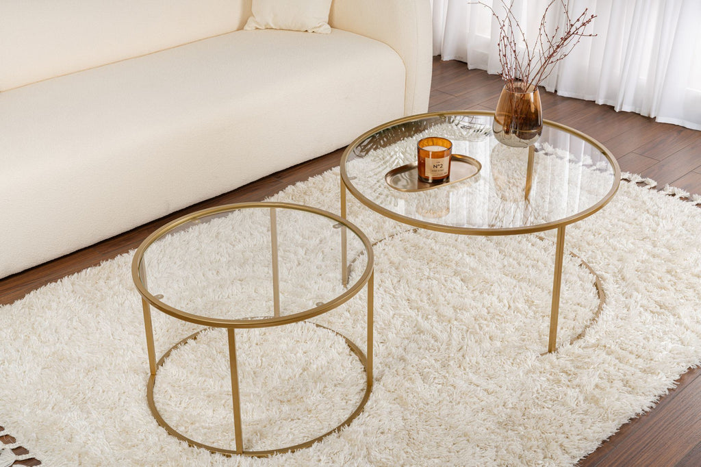 Aurum 80/60 - Set of Coffee Tables - Gold/Clear