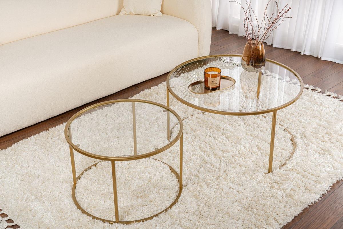 Aurum 80/60 - Set of Coffee Tables - Gold/Clear