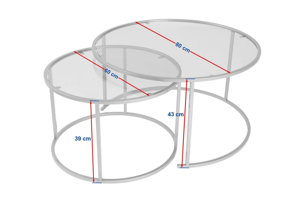 Aurum 80/60 - Set of Coffee Tables - Gold/Clear