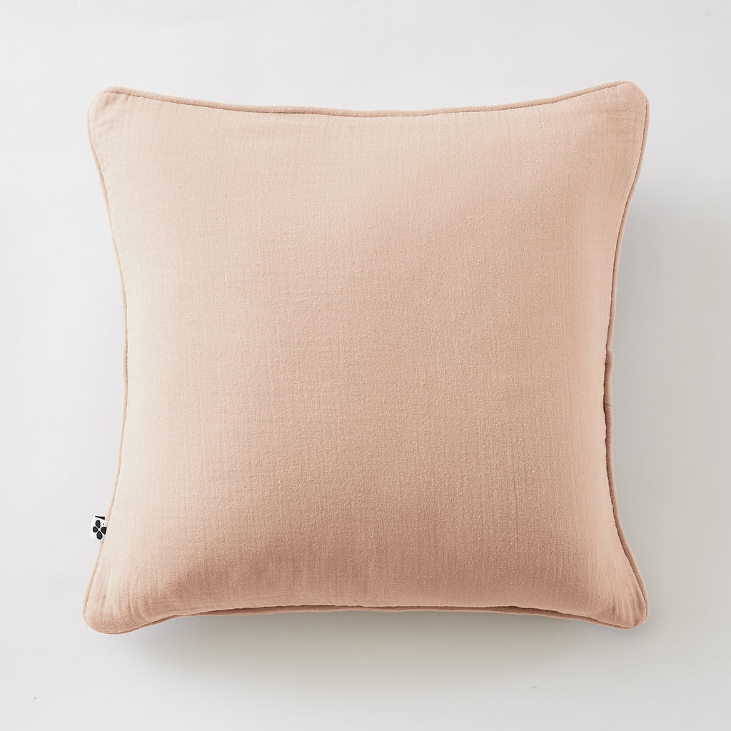 Gaïa - Coussin Déhoussable Avec Passepoil - Double Gaze De Coton Unie - Guimauve