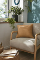 Coussin Déhoussable Avec Passepoil - Double Gaze De Coton Unie - Gaïa - Camel