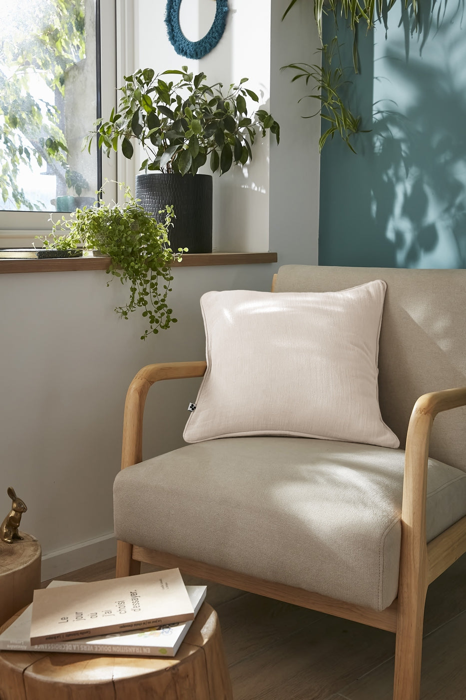 Gaïa - Coussin Déhoussable Avec Passepoil - Double Gaze De Coton Unie - Pampa