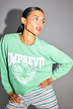 Sudadera The Eddie Tiger De Algodón Orgánico Verde Descolorido