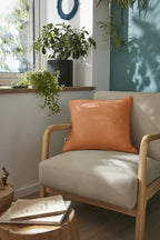Gaïa - Coussin Déhoussable Avec Passepoil - Double Gaze De Coton Unie - Abricot