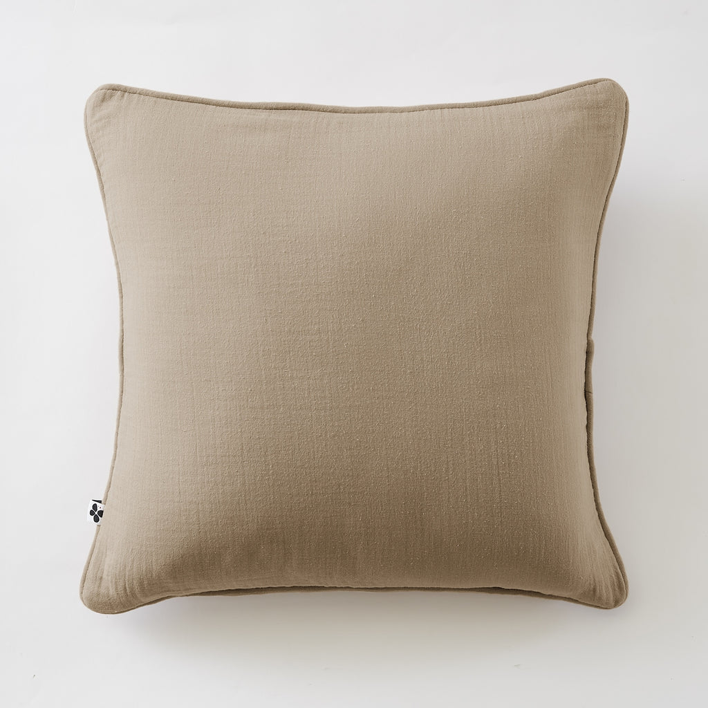 Gaïa - Coussin Déhoussable Avec Passepoil - Double Gaze De Coton Unie - Ficelle