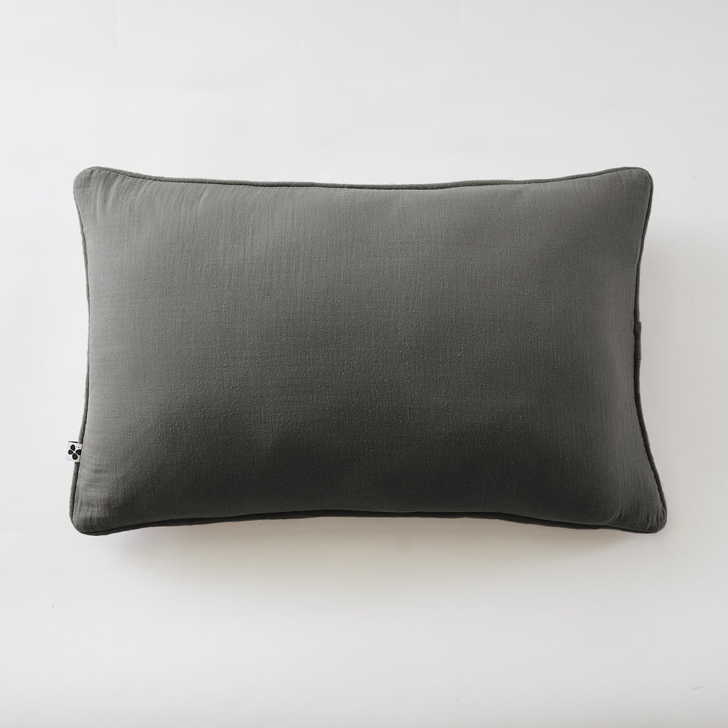 Gaïa - Coussin Déhoussable Avec Passepoil - Double Gaze De Coton Unie - Granit