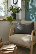 Gaïa - Coussin Déhoussable Avec Passepoil - Double Gaze De Coton Unie - Granit